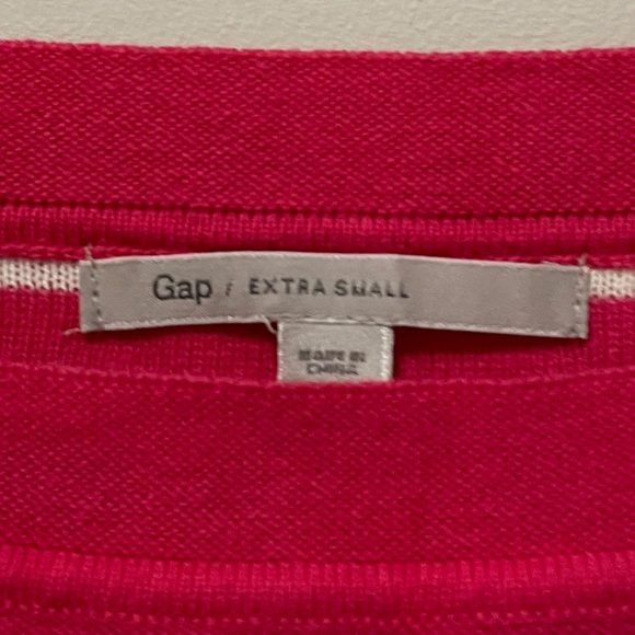 Gap Extra Small Hot Pink and White Stripes Long Sleeve Sweater Shirt, Wide Neck - Picture 9 of 11